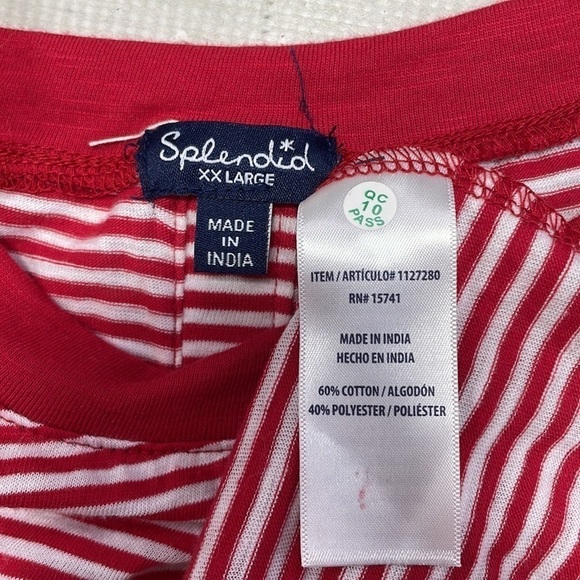 Spendid T-Shirt Long Sleeves Red White Stripes Button Back Size XXL - Picture 10 of 10